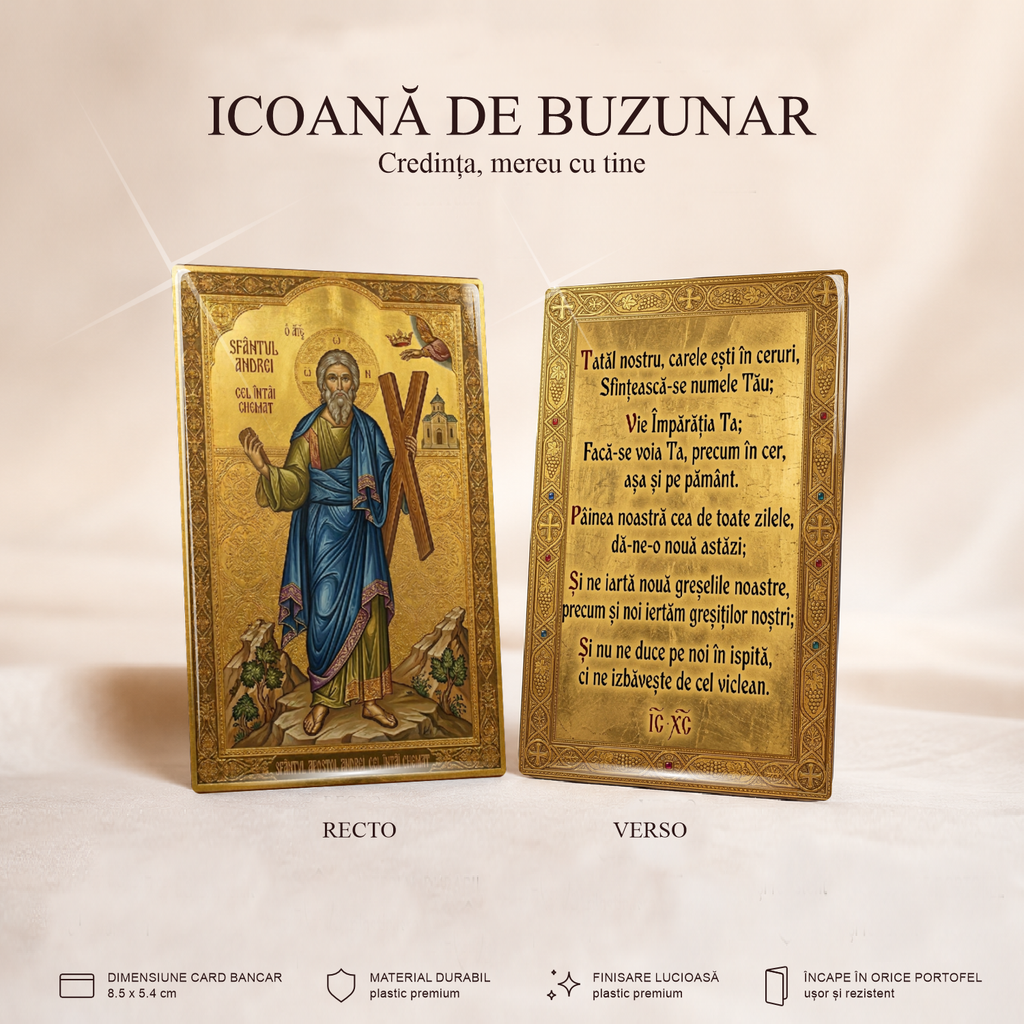 Sf. Andrei / Tatăl Nostru - card-icoană – Credința, mereu cu tine