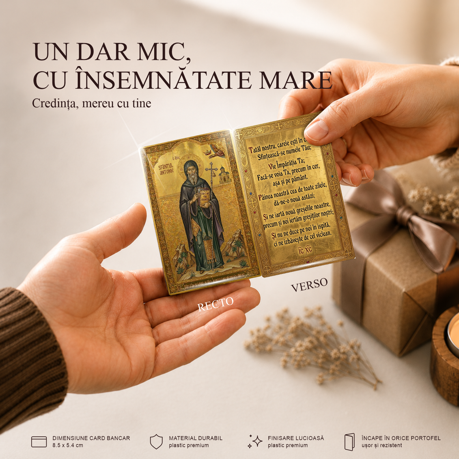 Sf. Anton / Tatăl Nostru - card-icoană – Credința, mereu cu tine