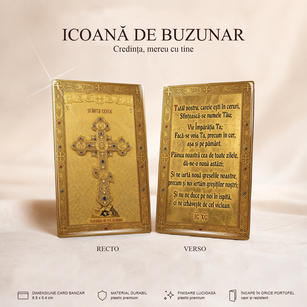 Sf. Cruce / Tatăl Nostru - card-icoană – Credința, mereu cu tine