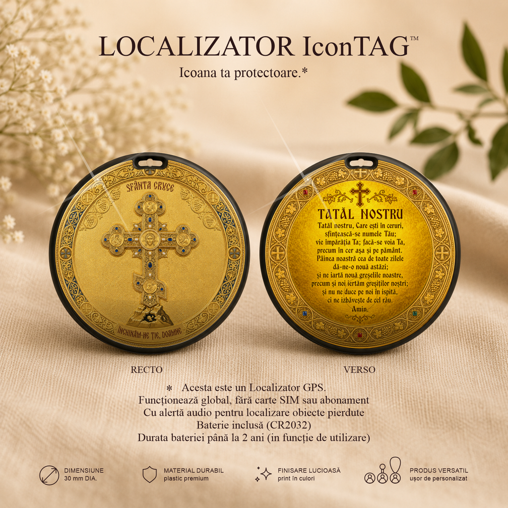 Crucea Sfântă 1 / Tatăl Nostru - Localizator Icon TAG - Icoana ta protectoare