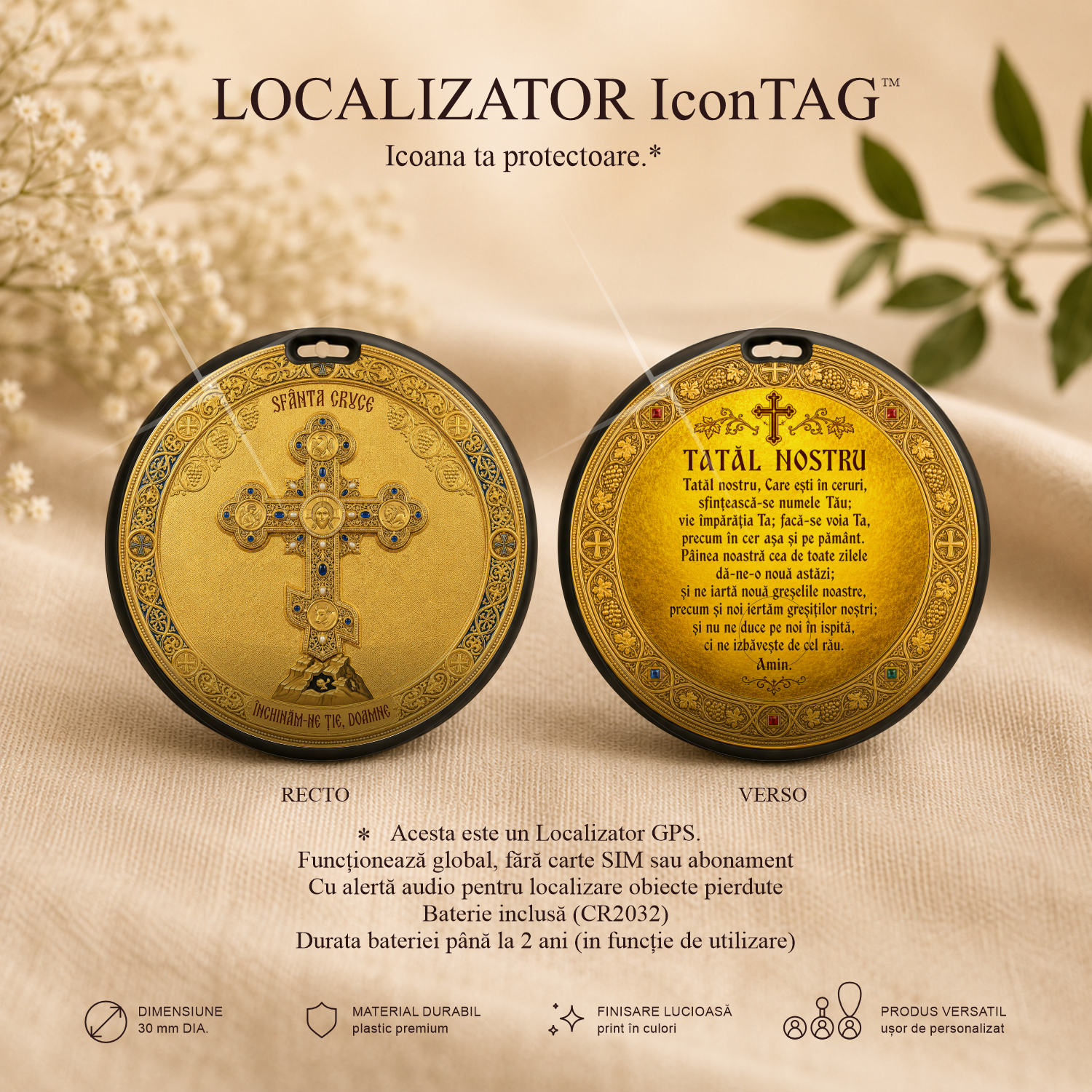 Crucea Sfântă 1 / Tatăl Nostru - Localizator Icon TAG - Icoana ta protectoare