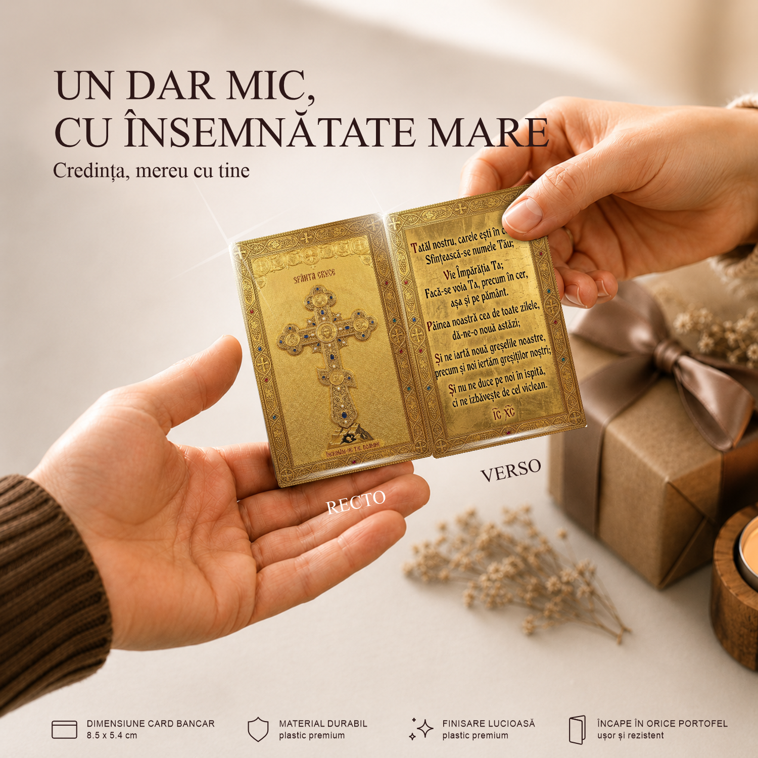 Sf. Cruce / Tatăl Nostru - card-icoană – Credința, mereu cu tine