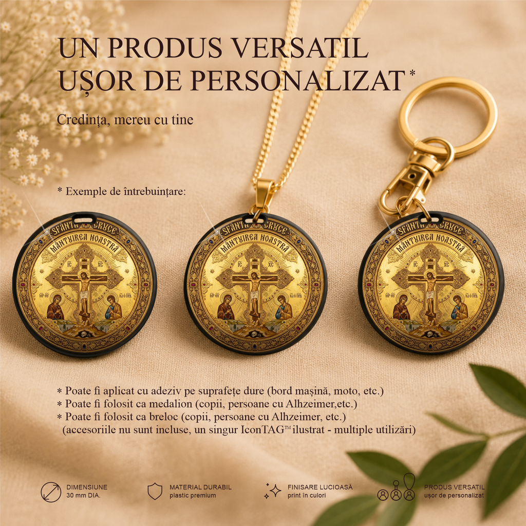 Crucea Sfântă 2 / Tatăl Nostru - Localizator Icon TAG - Icoana ta protectoare