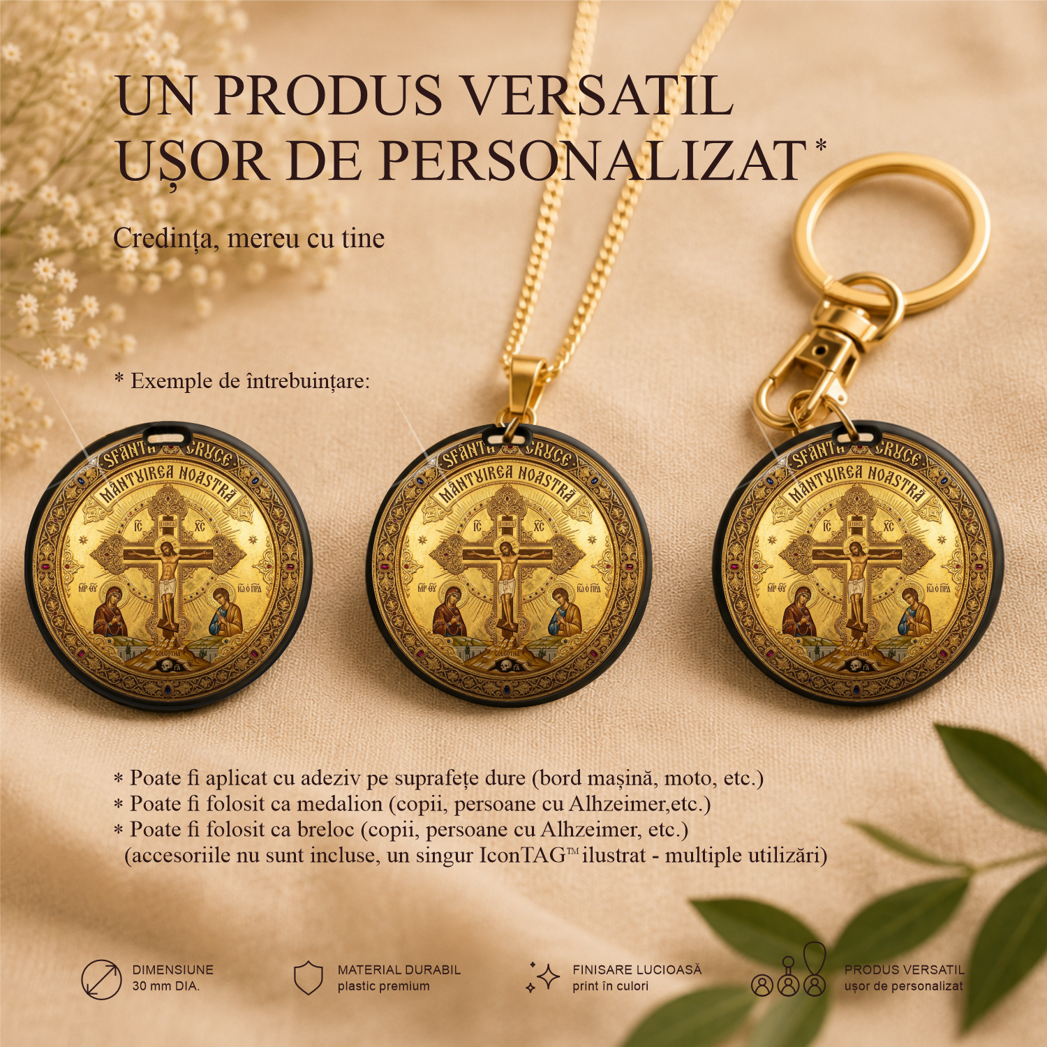 Crucea Sfântă 2 / Tatăl Nostru - Localizator Icon TAG - Icoana ta protectoare