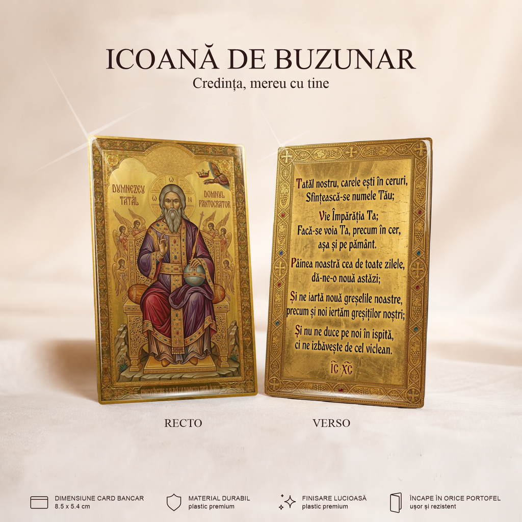 Dumnezeu / Tatăl Nostru - card-icoană – Credința, mereu cu tine
