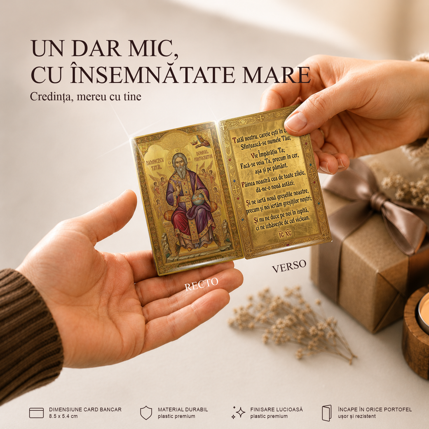 Dumnezeu / Tatăl Nostru - card-icoană – Credința, mereu cu tine