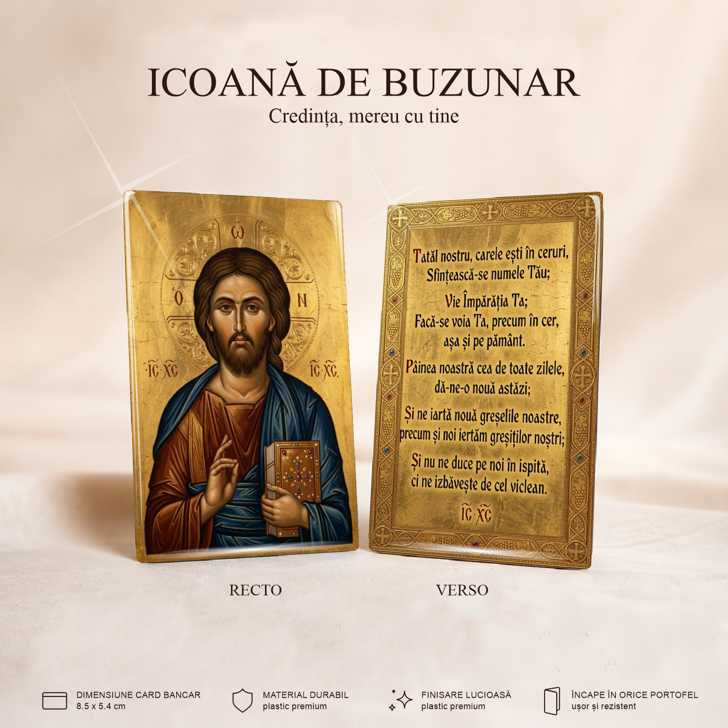 Iisus Hristos / Tatăl Nostru - card-icoană – Credința, mereu cu tine