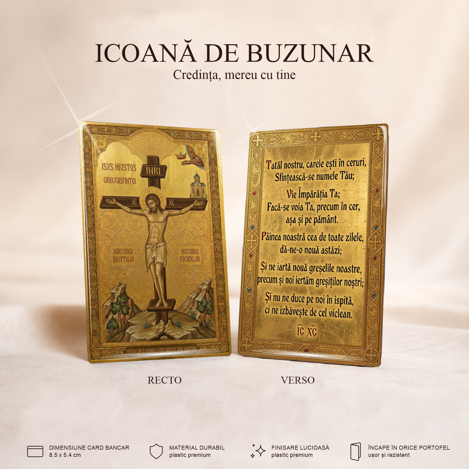 Iisus pe Cruce / Tatăl Nostru - card-icoană – Credința, mereu cu tine