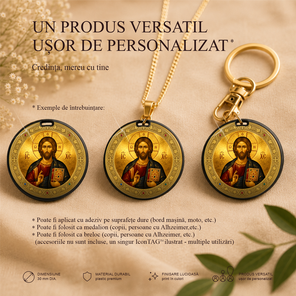 Iisus Hristos / Tatăl Nostru - Localizator Icon TAG - Icoana ta protectoare