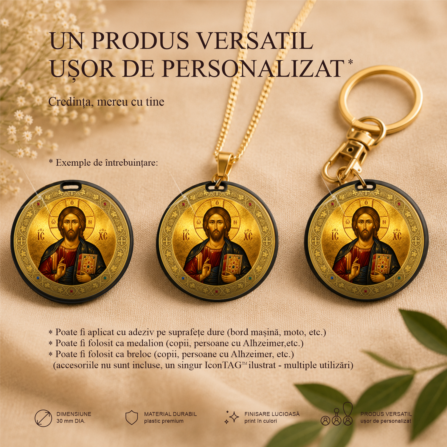 Iisus Hristos / Tatăl Nostru - Localizator Icon TAG - Icoana ta protectoare