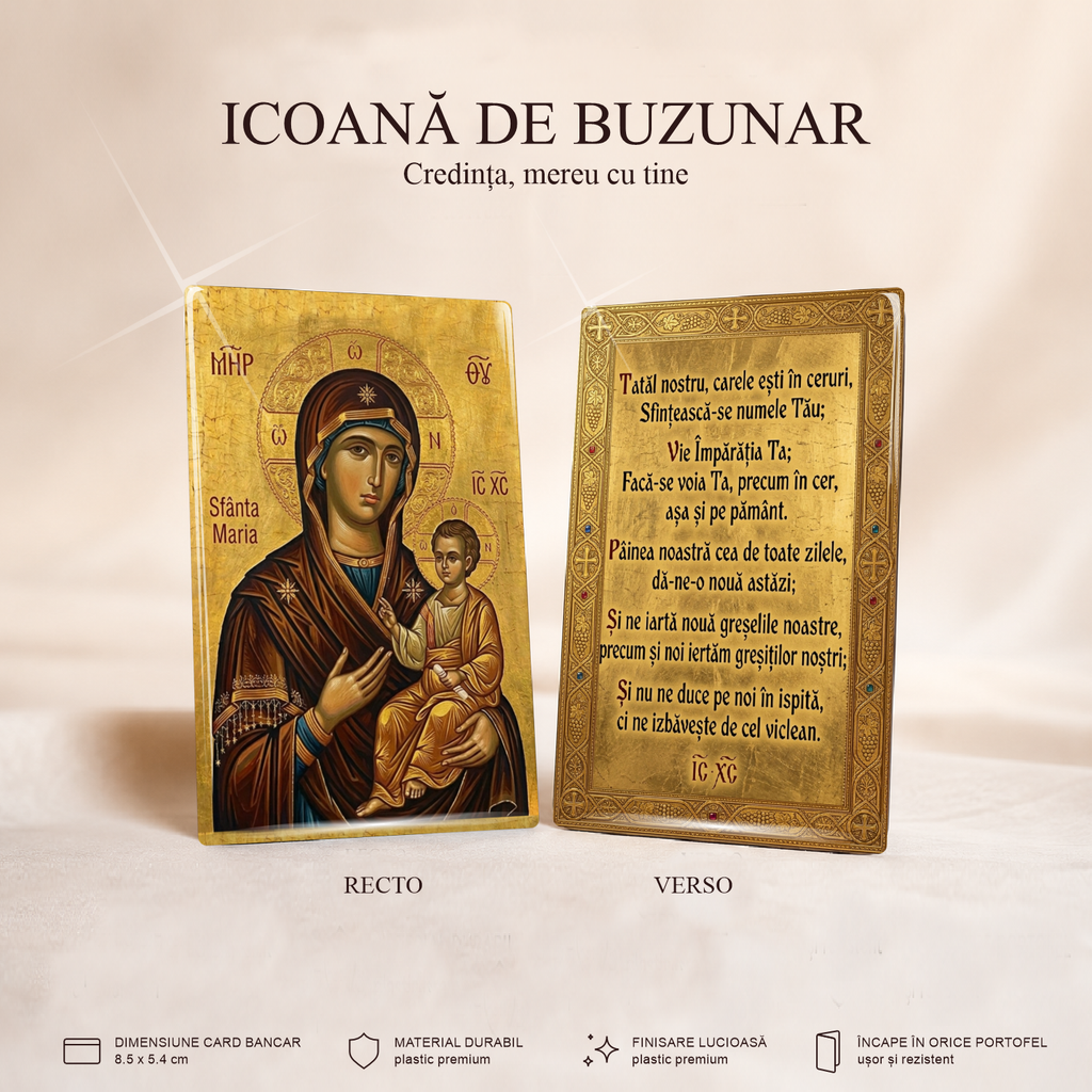 Sf. Maria / Tatăl Nostru - card-icoană – Credința, mereu cu tine