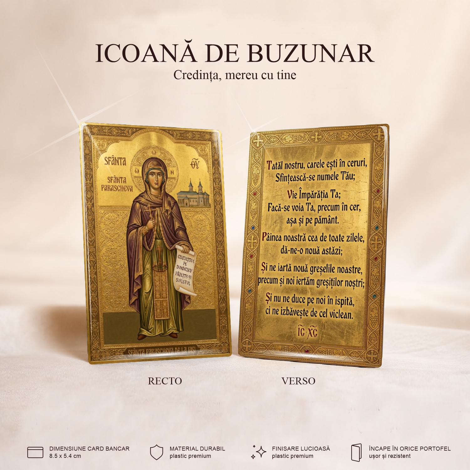 Sf. Parascheva / Tatăl Nostru - card-icoană – Credința, mereu cu tine