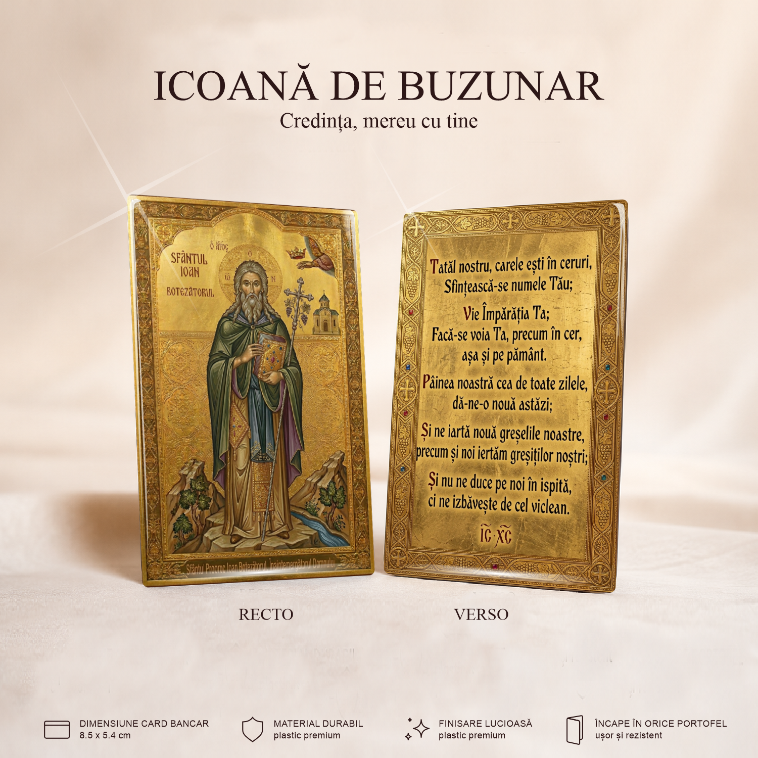 Sf. Ion / Tatăl Nostru - card-icoană – Credința, mereu cu tine