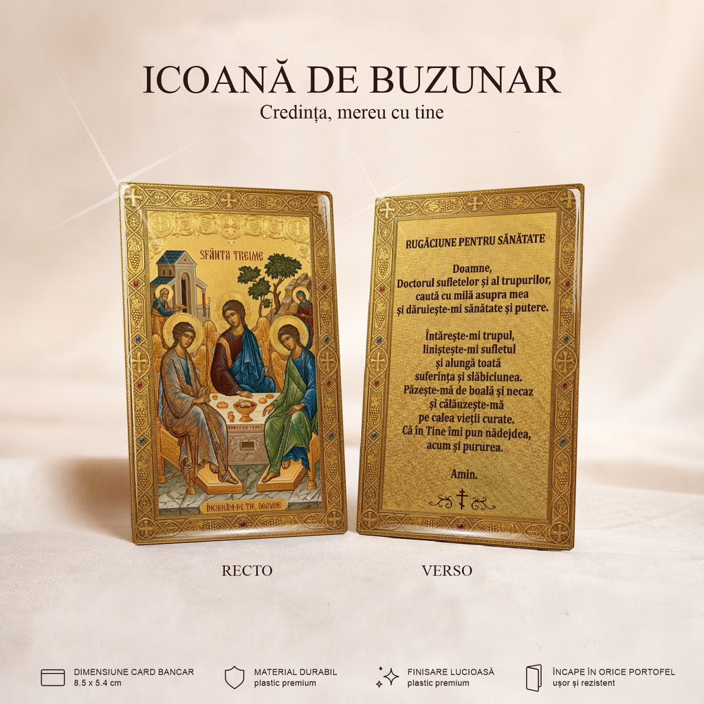 Sf. Treime / rugăciune Sănătate - card-icoană – Credința, mereu cu tine