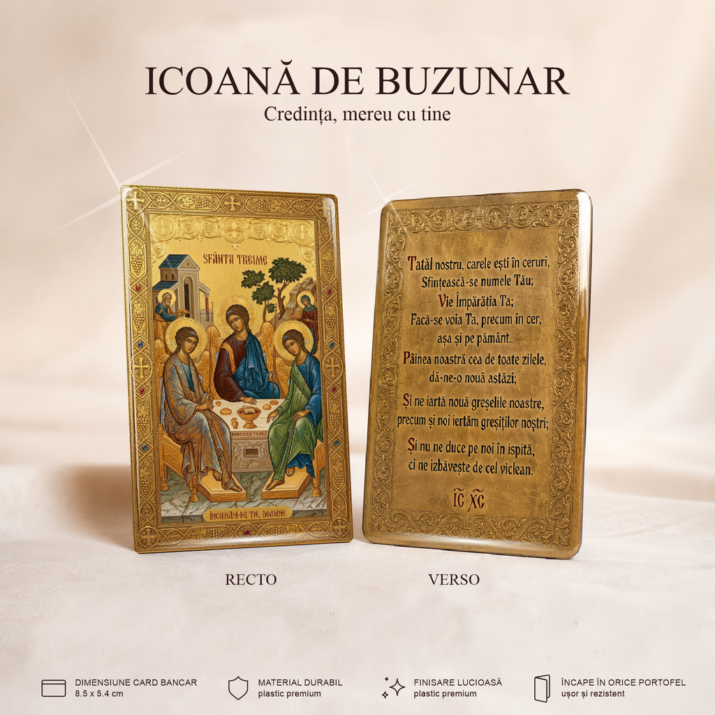 Sf. Treime / Tatăl Nostru - card-icoană – Credința, mereu cu tine