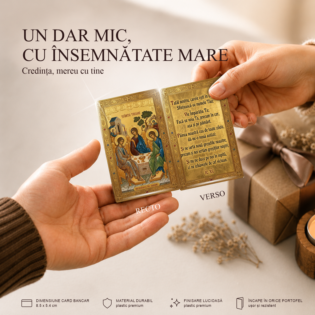 Sf. Treime / Tatăl Nostru - card-icoană – Credința, mereu cu tine