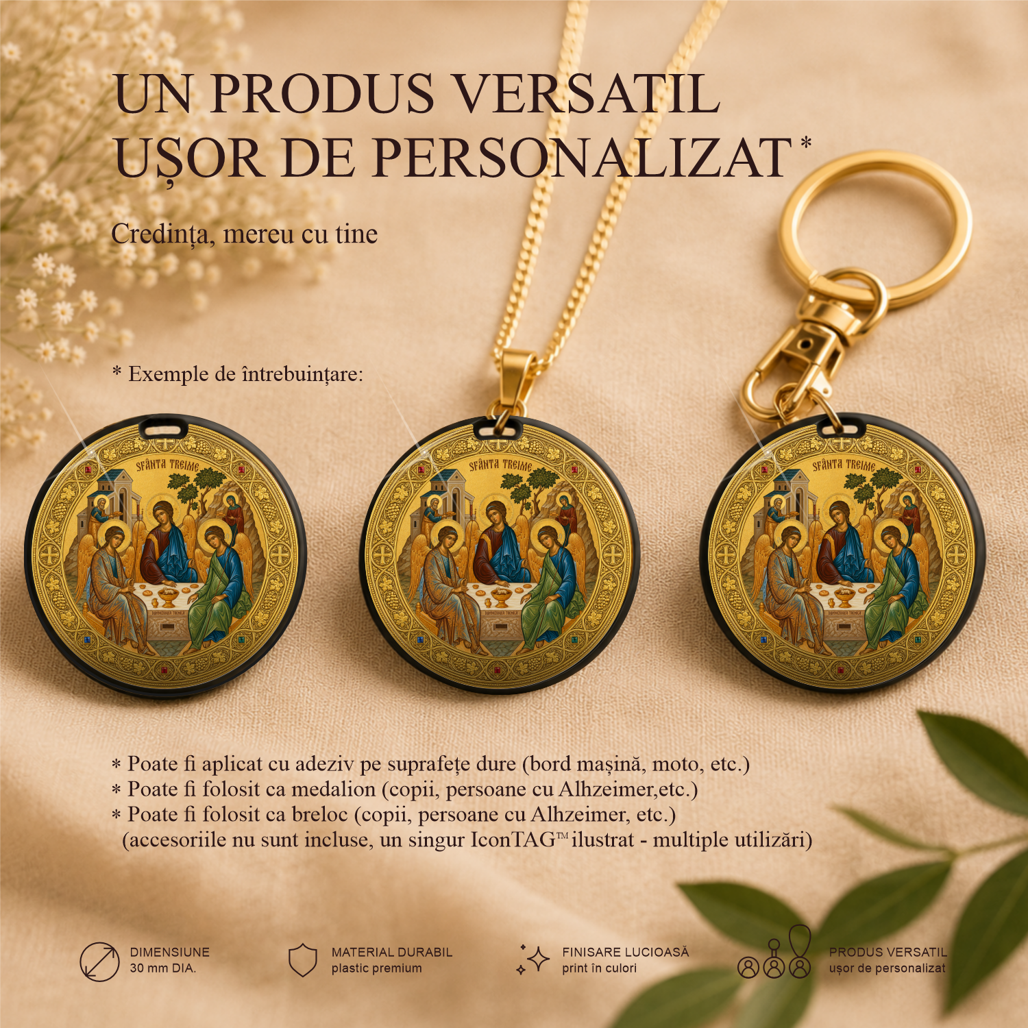Sfânta Treime / Tatăl Nostru - Localizator Icon TAG - Icoana ta protectoare