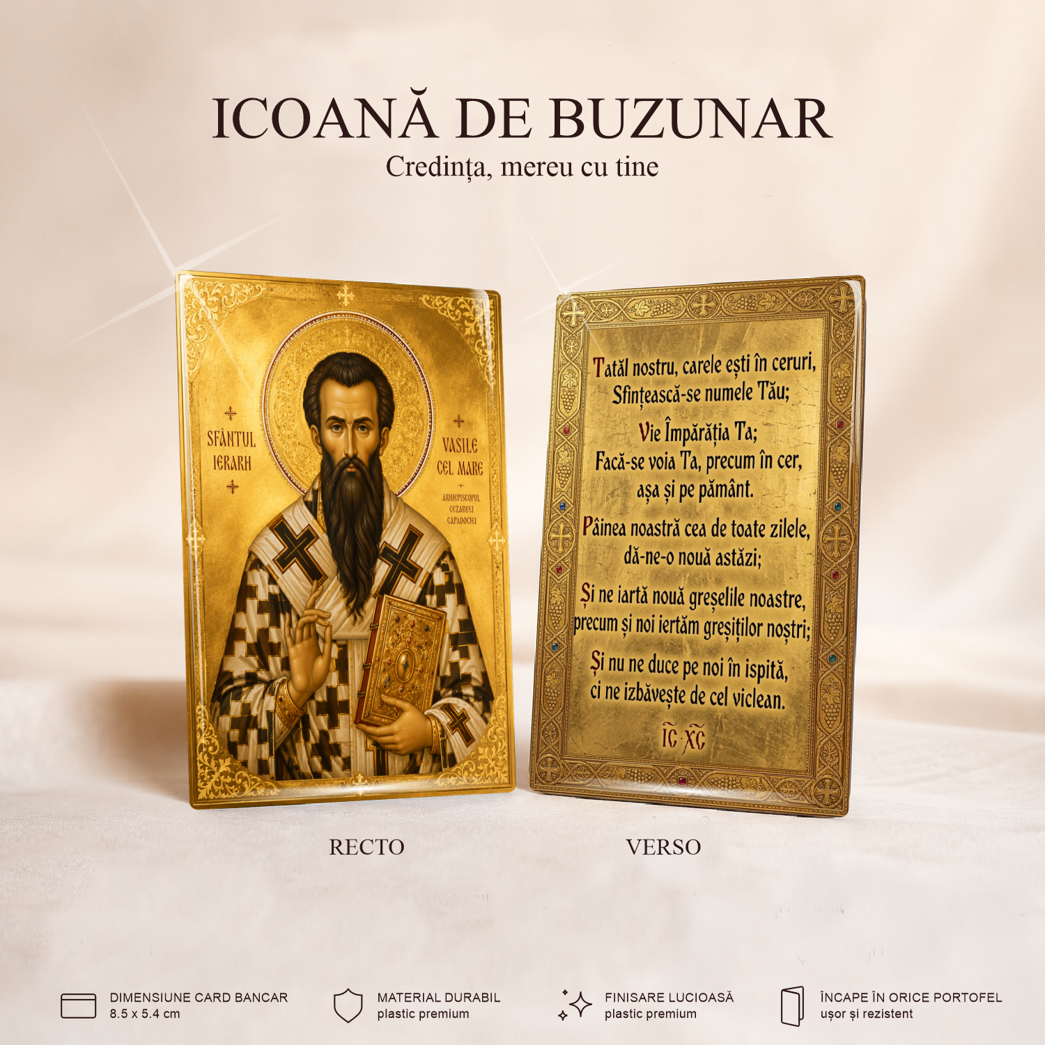 Sf. Vasile / Tatăl Nostru - card-icoană – Credința, mereu cu tine