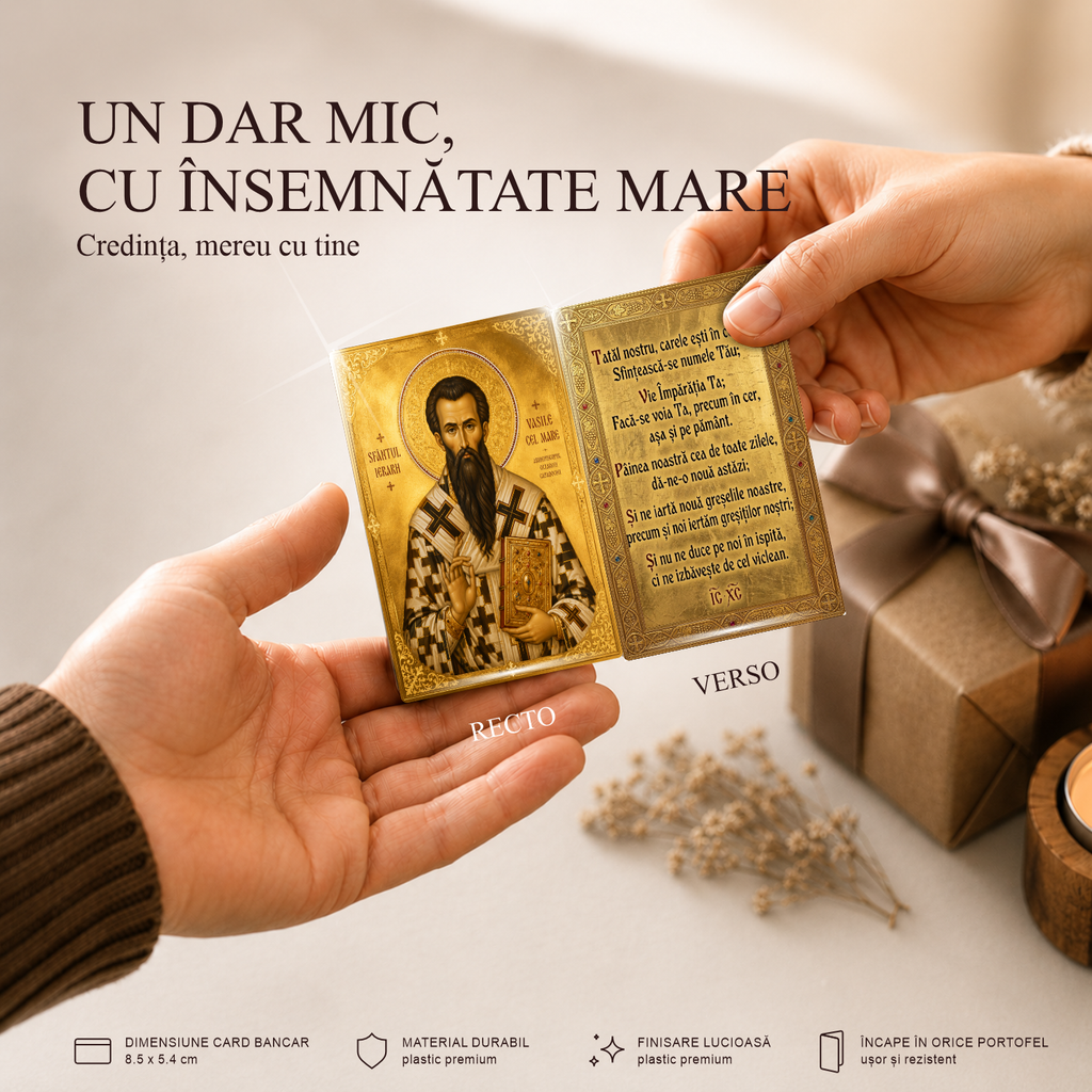Sf. Vasile / Tatăl Nostru - card-icoană – Credința, mereu cu tine