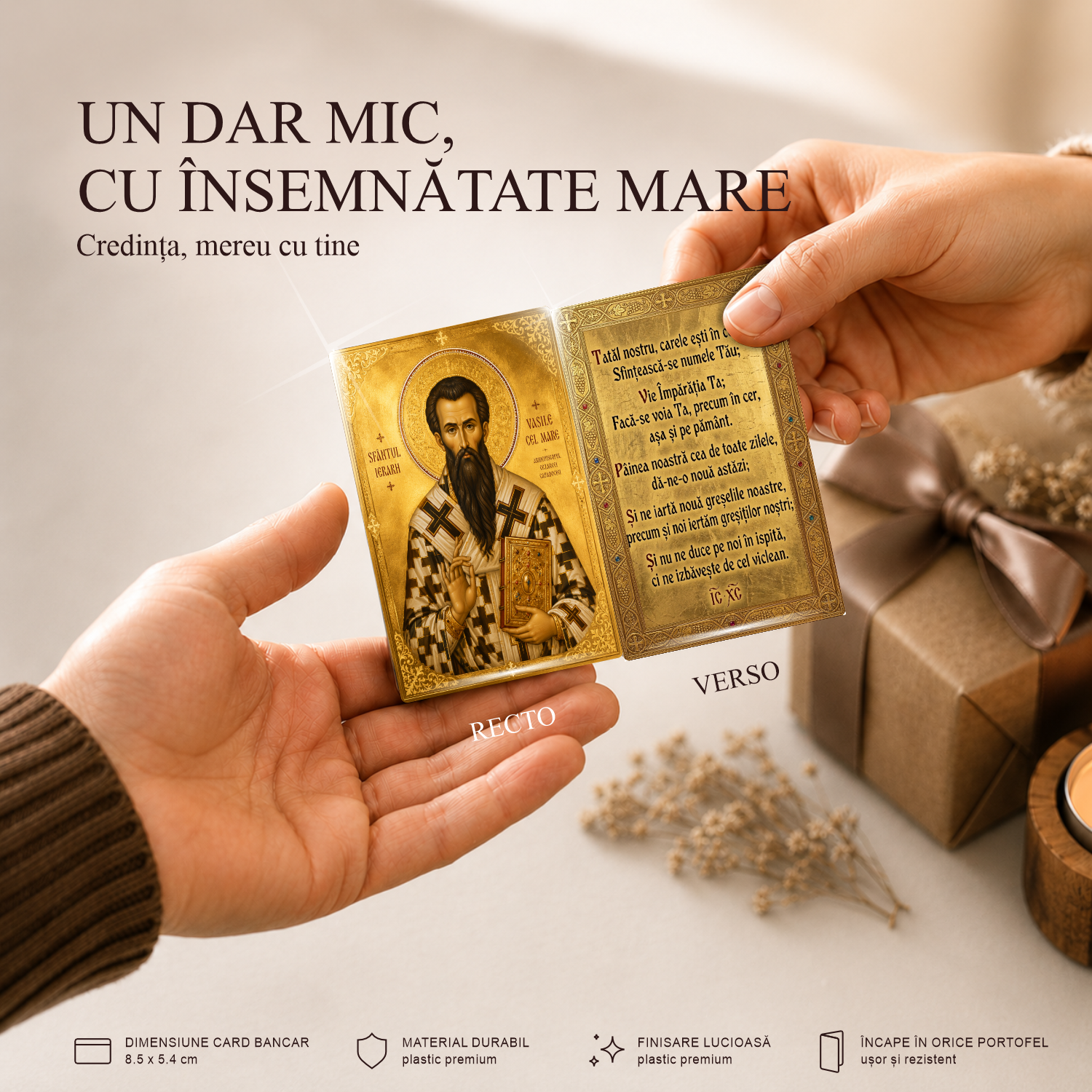 Sf. Vasile / Tatăl Nostru - card-icoană – Credința, mereu cu tine